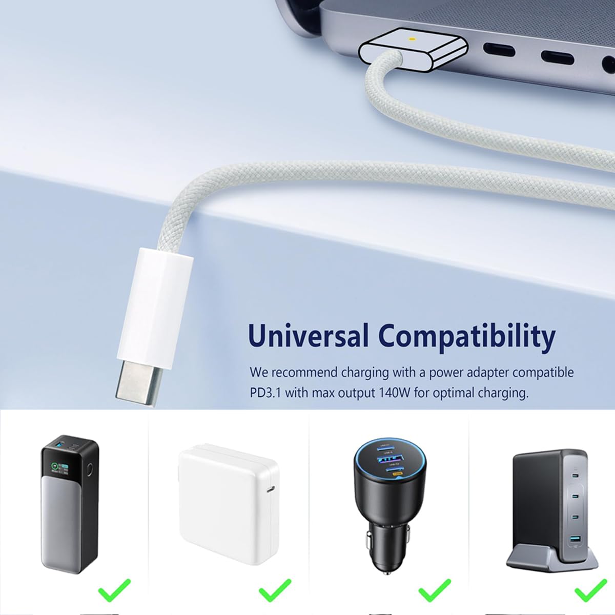 Amazon.co.jp: USB-C - Mag-safe 3 磁気充電ケーブル 2m 140W急速充電